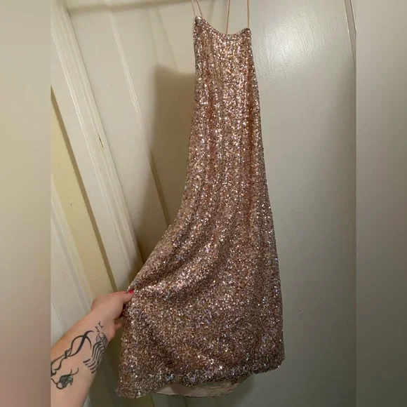 Pink Sequin Backless Mini Party Dress sz Med barbiecore - Picture 4 of 10